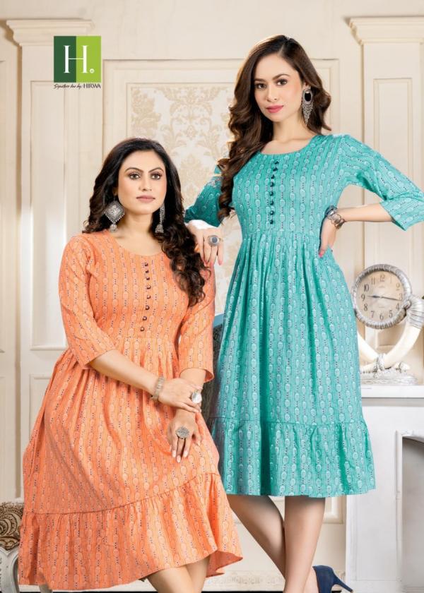 Hirwa Kiara Fancy Wear Rayon Designer Kurti Collection